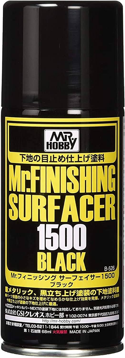 Mr Hobby - Mr. Finishing Surfacer 1500 Black  - 180ml Spray - B526 Online Sale